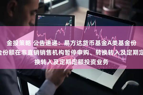 金投策略 公告速递：易方达货币基金A类基金份额和B类基金份额在非直销销售机构暂停申购、转换转入及定期定额投资业务